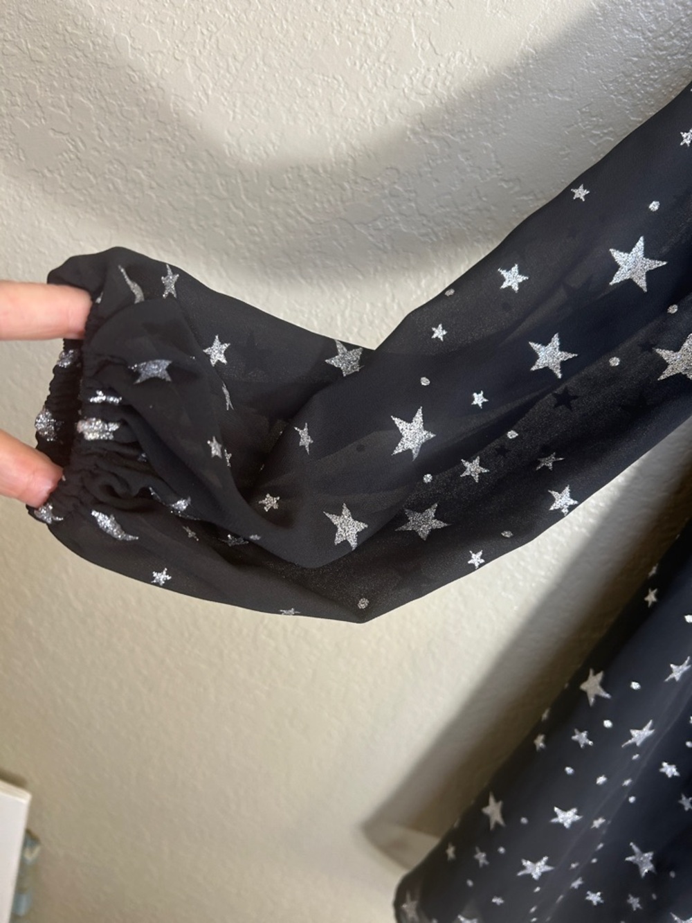NASTY GAL Whimsy Goth Fairy Costume Ethereal Metallic Stars Tie Front Kimono - Picture 7 of 14